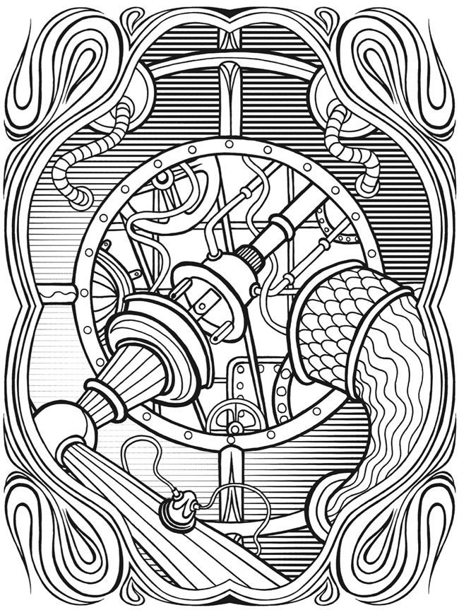 650x863 Excellent Ideas Steampunk Coloring Book Pages For Adults To Dover