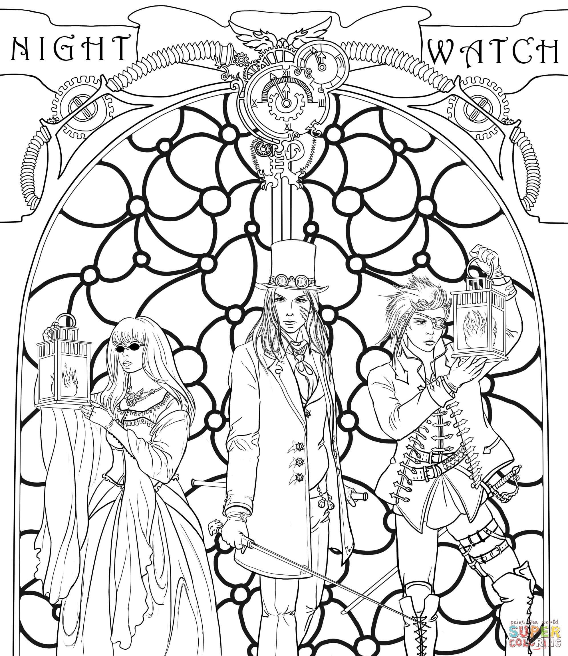 1990x2300 Steampunk Night Watch Crew Super Coloring Coloring Pages