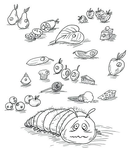 416x480 Stellaluna Coloring Page Very Hungry Caterpillar With Fruits