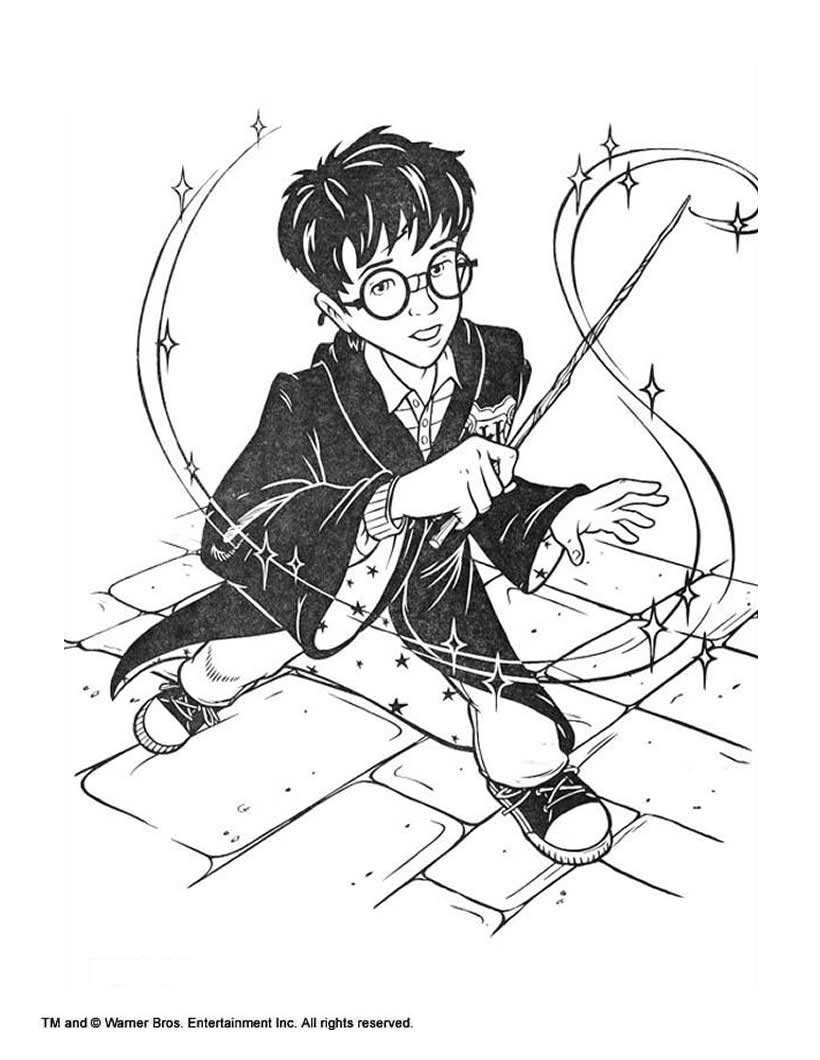 820x1060 Harry Potter With Magic Stick Coloring Pages