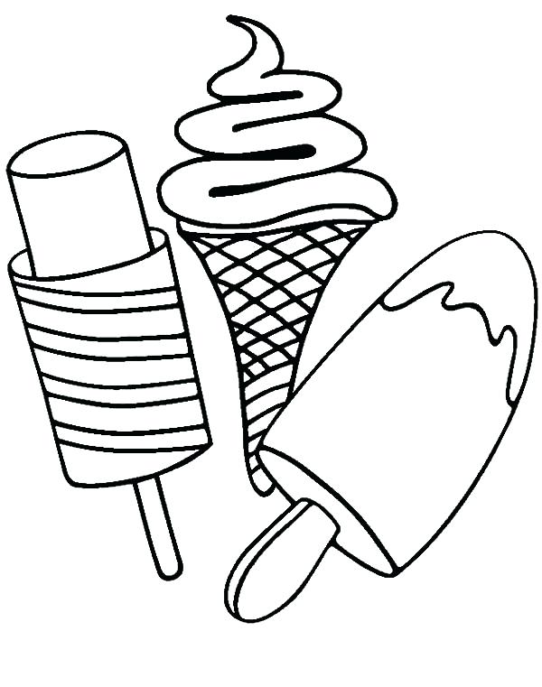 600x761 Ice Cream Coloring Page Various Type Of Ice Cream On Stick
