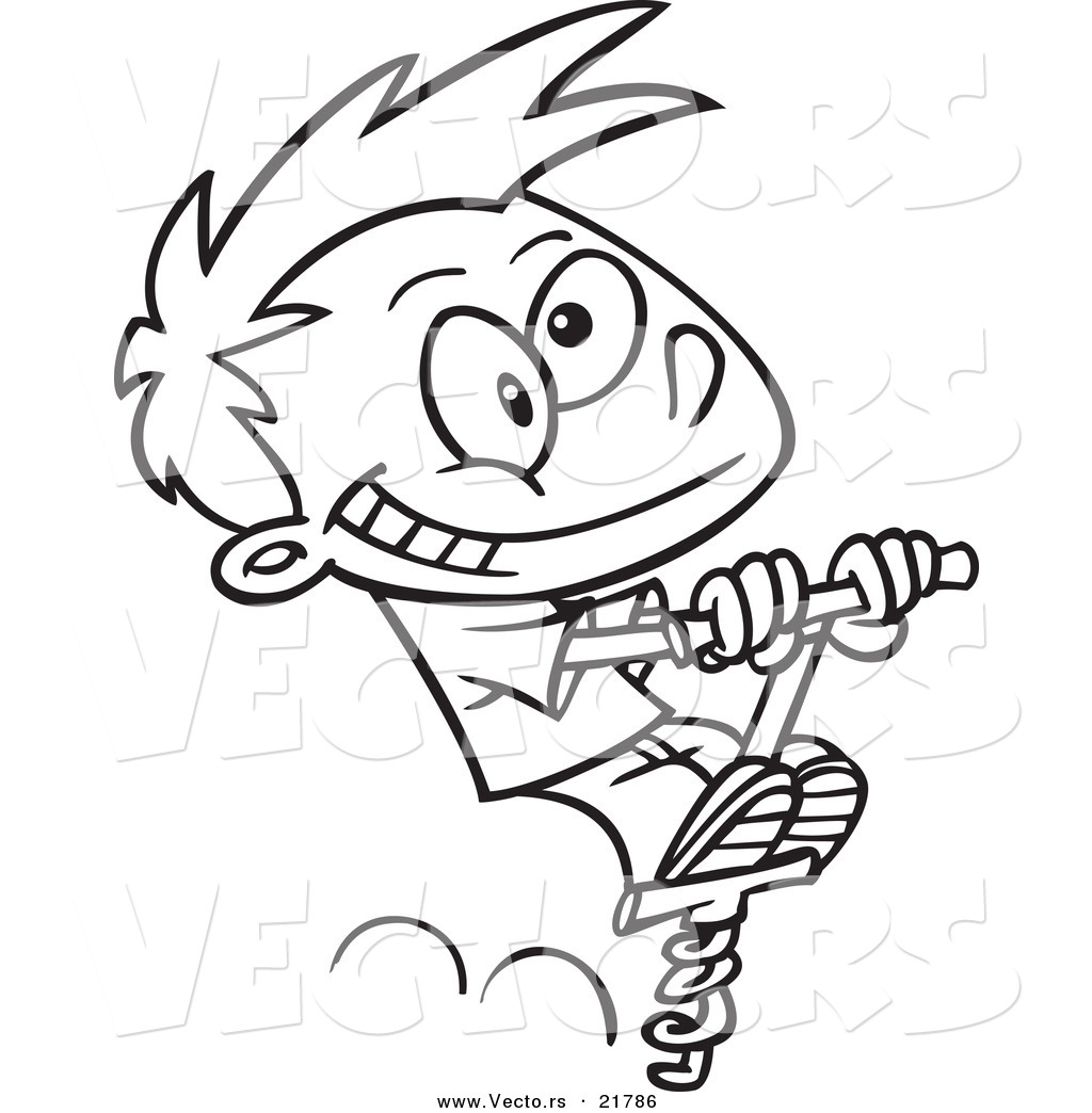 1024x1044 Vector Of A Cartoon Boy Using A Pogo Stick