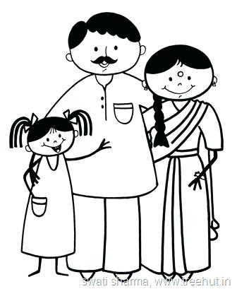 336x409 Happy Stick Figures Family Coloring Page Mother Daughter Printable