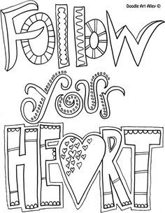 236x305 Quote Coloring Page Follow Your Heart Stickers