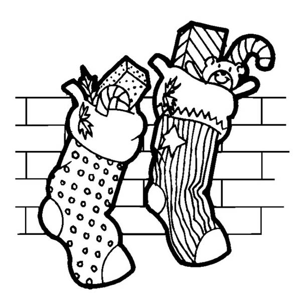 600x600 Two Christmas Stocking Full Of Candy On Christmas Coloring Page