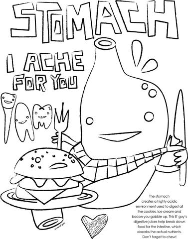 377x480 Stomach Coloring Page I Heart Guts
