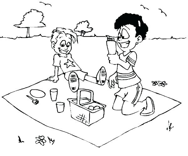 600x497 Picnic Spring Coloring Page