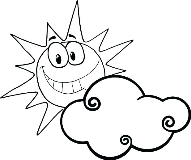 618x518 Cloud Coloring Page Cloud Coloring Sheet Smiling Sun Behind