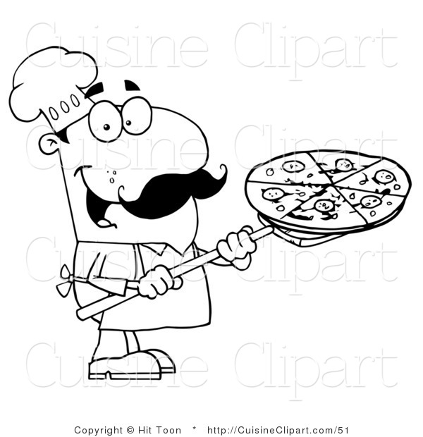 600x620 Cuisine Clipart Of A Coloring Page Of A Chef Carrying A Pizza Pie