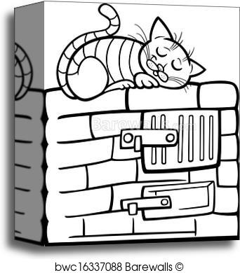 342x390 Canvas Print Of Cat On Stove Cartoon Coloring Page Barewalls