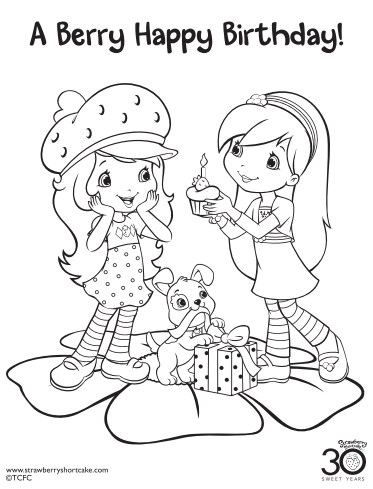 373x489 Happy Birthday Strawberry Shortcake Coloring Page