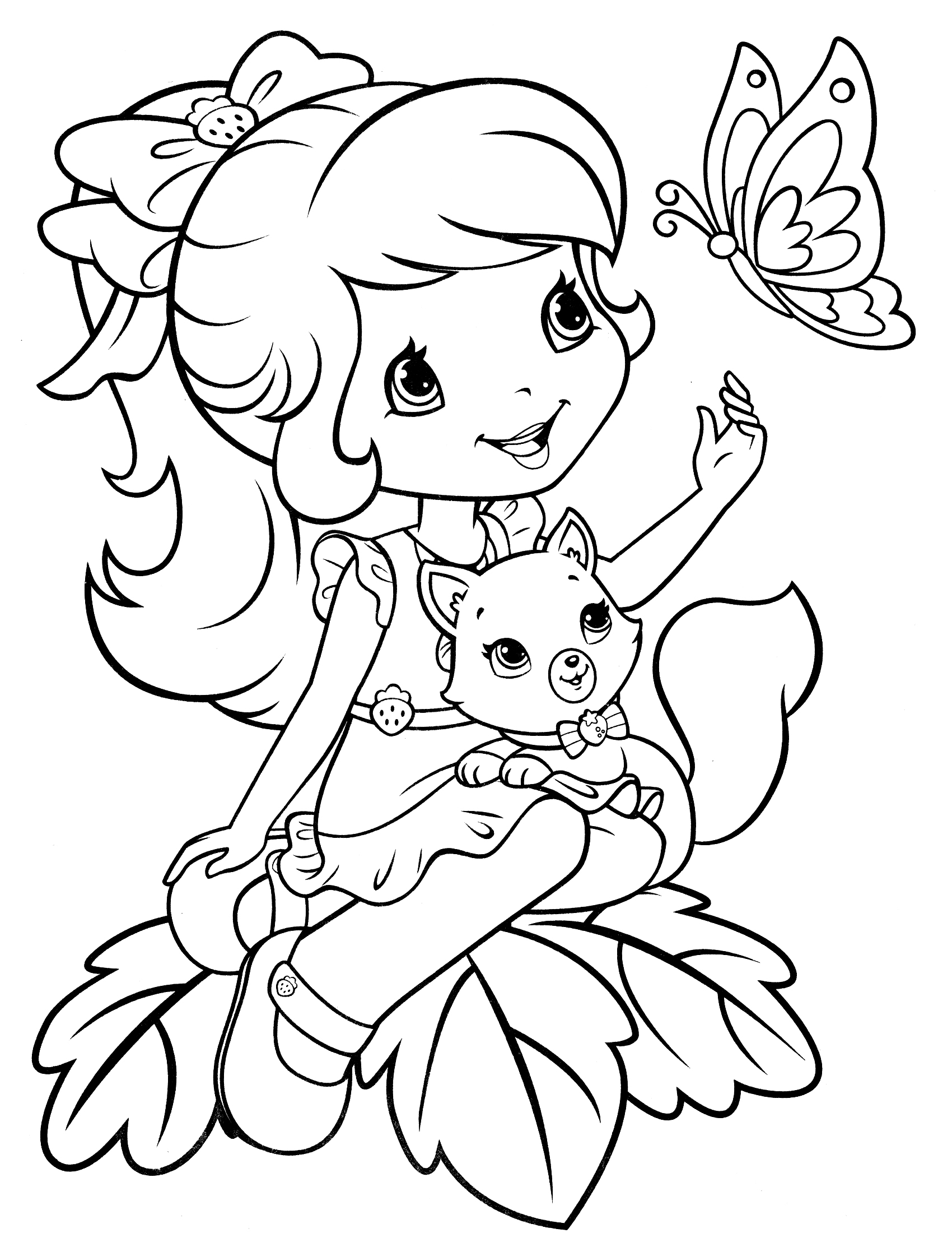 1700x2200 Strawberry Shortcake Coloring Page Kids
