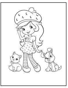 236x305 Strawberry Shortcake With Strawberry Basket Coloring Picture
