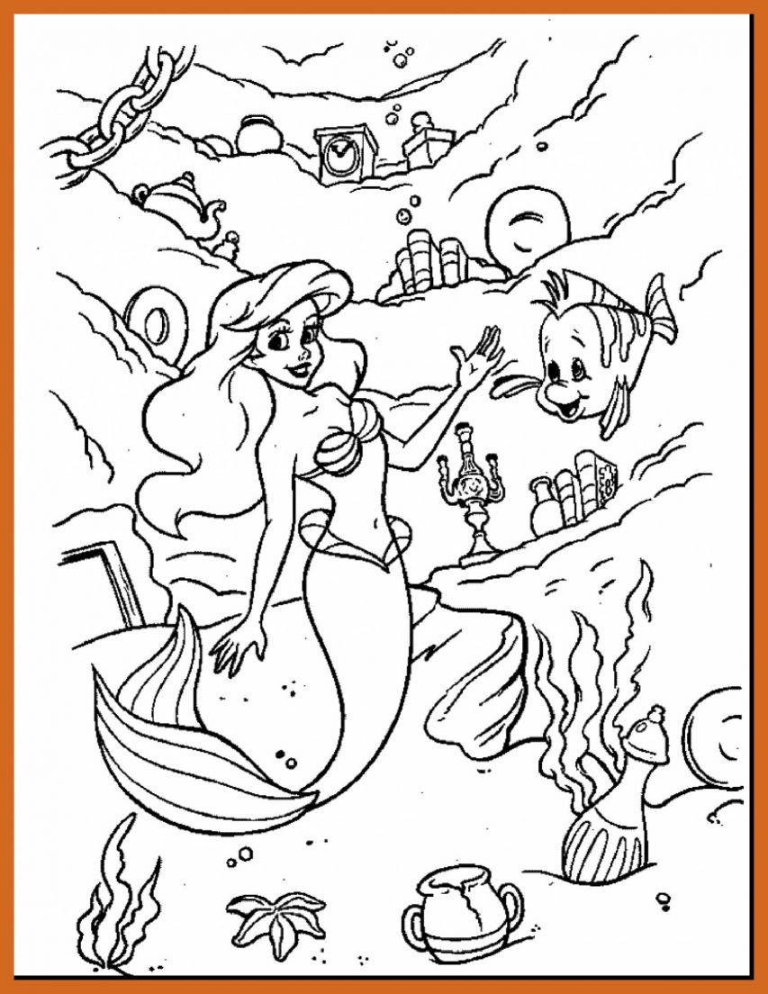 853x1104 Shocking Mermaid Coloring Pages With The Little For Scuttle