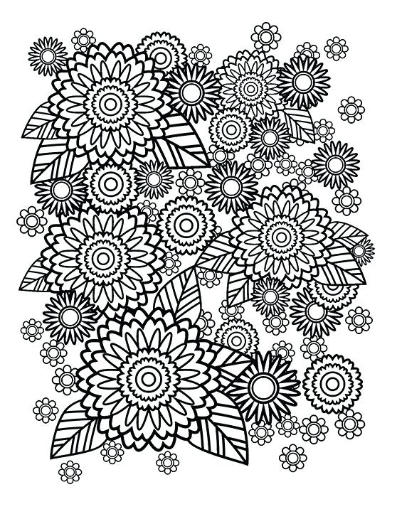 558x723 Coloring Pages Flowers Printable Stress Relief Coloring Pages