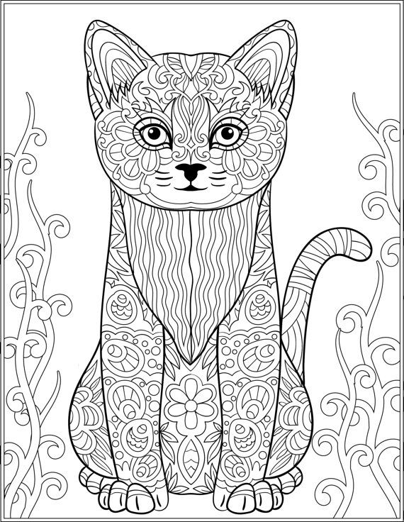 570x736 Best Colouring Cats Dogs Zentangles Images