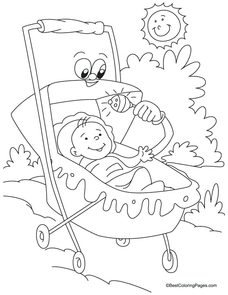 738x954 Baby Carriage Coloring Page Pram Coloring Page Baby In Pram