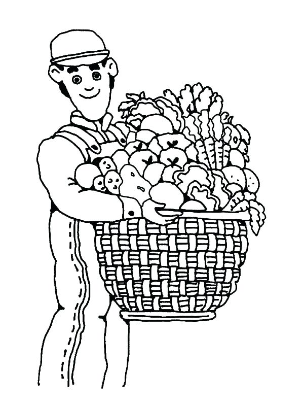 600x800 Baby Carriage Coloring Page Farmer And A Basket Of Fruit Harvests