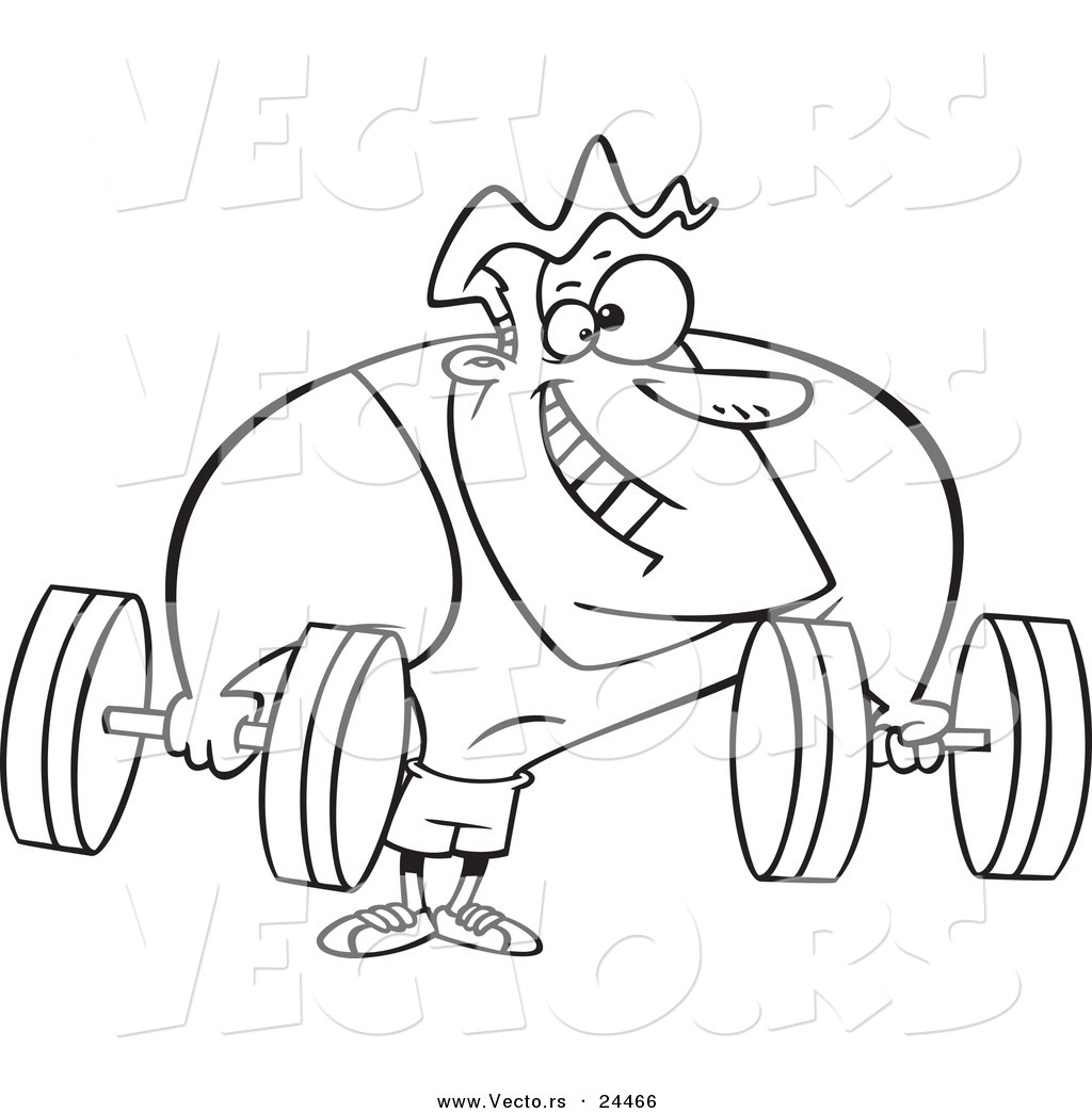 1024x1044 Vector Of A Cartoon Strong Body Builder Holding Dumbbells