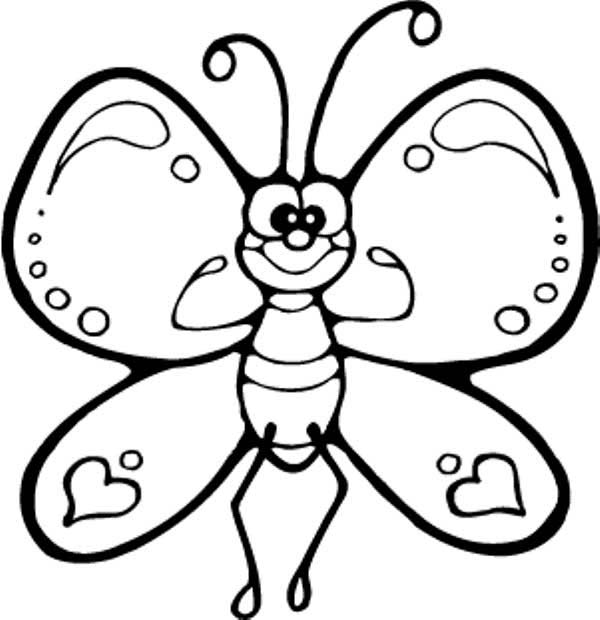 600x620 Funny Cartton Butterfly Being Strong Coloring Page