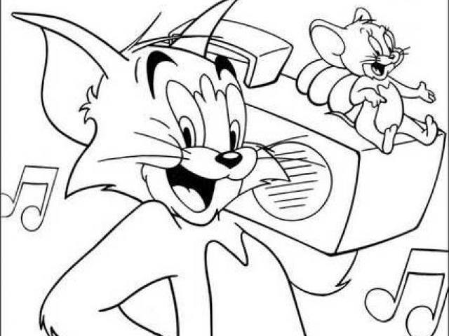 640x480 Coloring Page Of Tom Listen To Music And Making Fun
