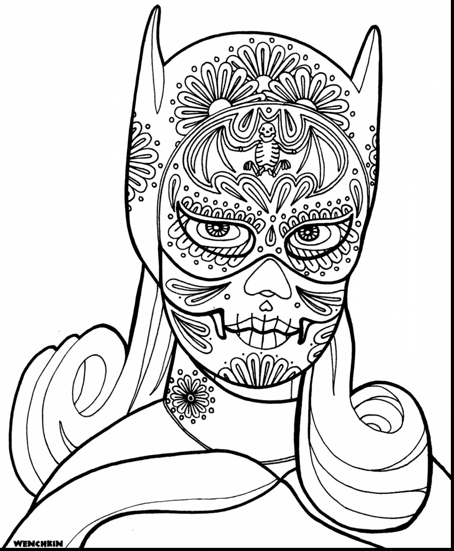 1450x1760 Skull Coloring Pages Print Advanced Cat Sugar In Within For Adults
