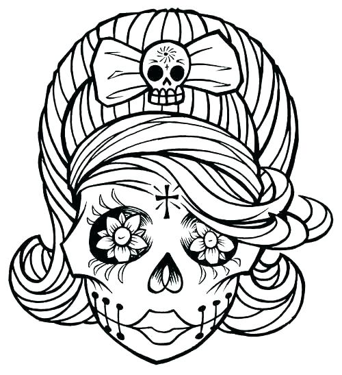 500x547 Sugar Skull Pictures To Color Printable Coloring Sugar Skull Color