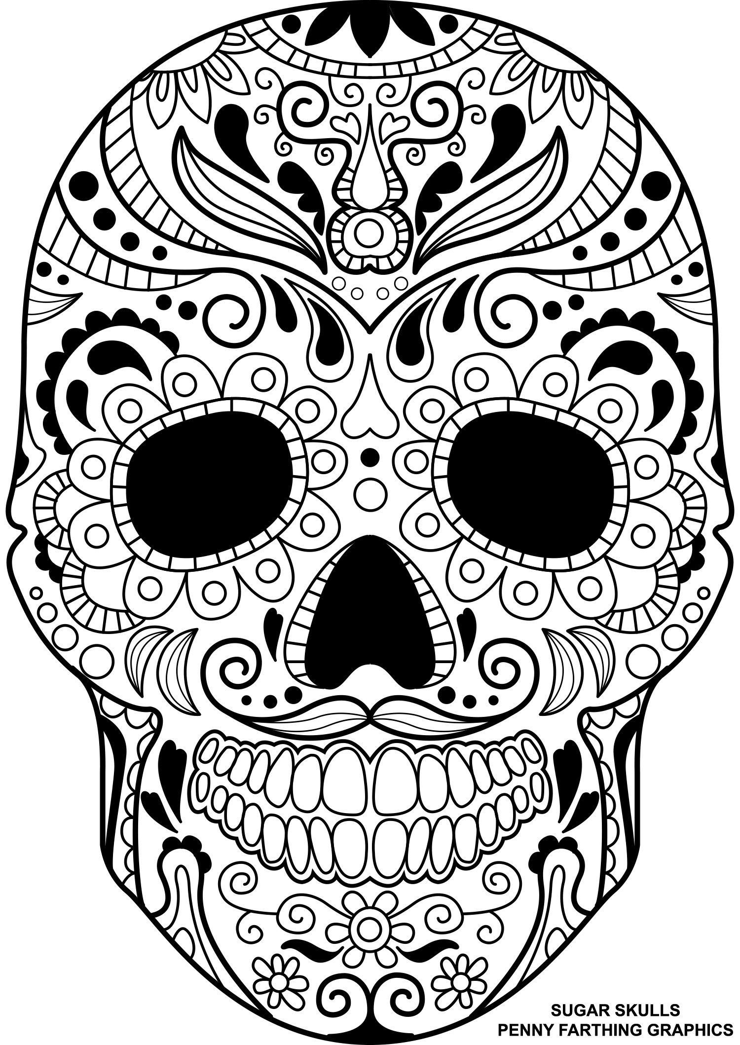 1500x2118 Skull Coloring Pages For Adults