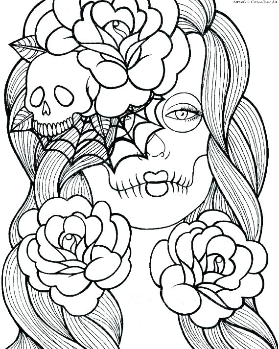 570x713 Sugar Skull Coloring Pages Pdf