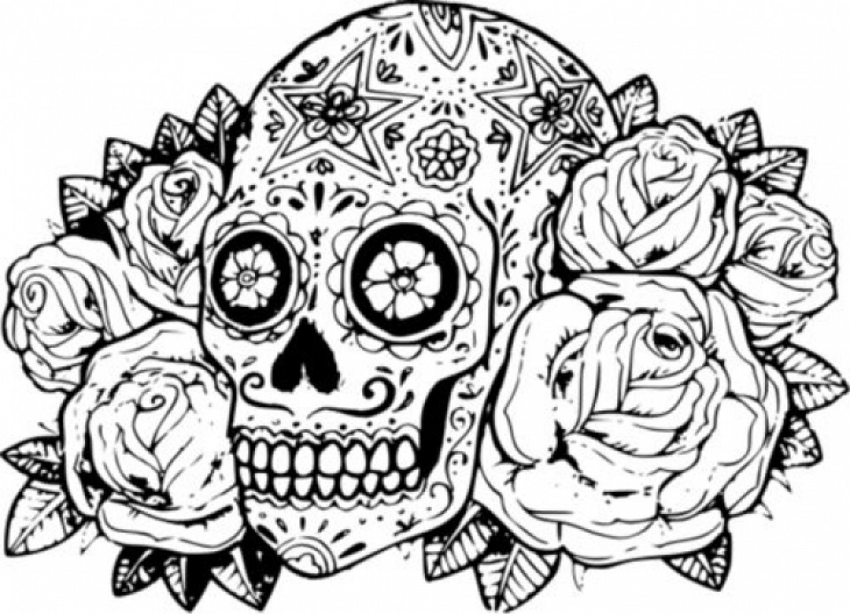 960x694 Printable Sugar Skulls Coloring Pages Wagashiya