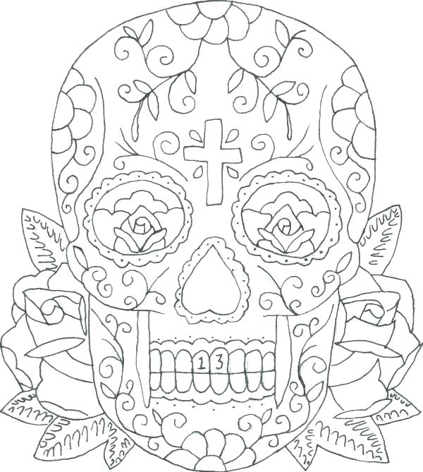 600x669 Coloring Pages Of Skulls Coloring Pages Sugar Skulls Free