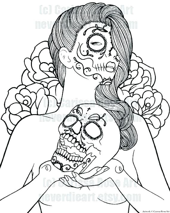 570x713 Sugar Skull Coloring Printable Girl Sugar Skull Coloring Pages