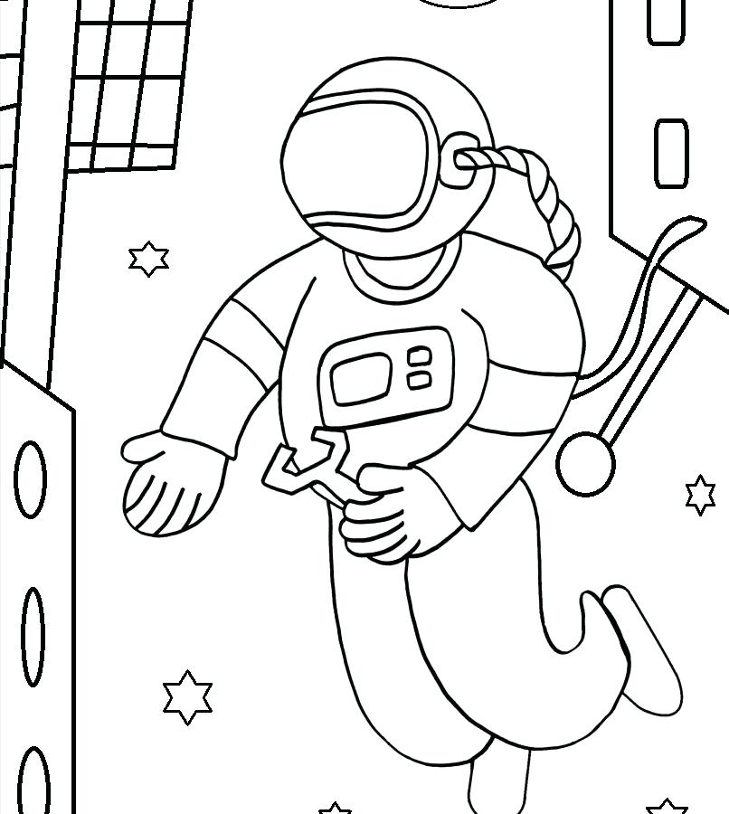 806x900 Coloring Page For Kindergarten Astronaut Coloring Page Girl Helmet