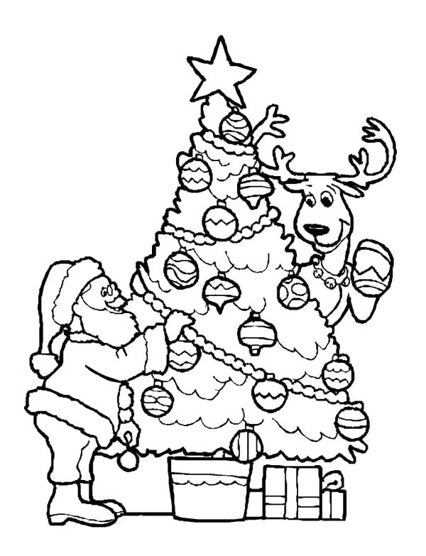 600x783 Decorating Tree With The Reindeer Coloring Page Santa Claus Suit