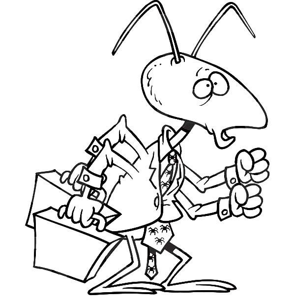 600x612 Business Man Ant Bring Two Suitcase Coloring Pages Best Place