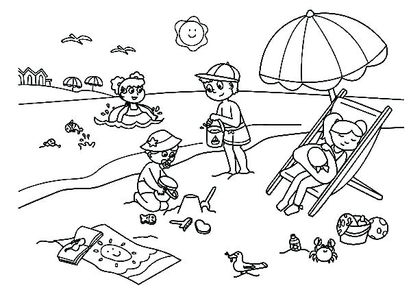 600x442 Summer Coloring Pages Printable Summer Coloring Pages At The Beach