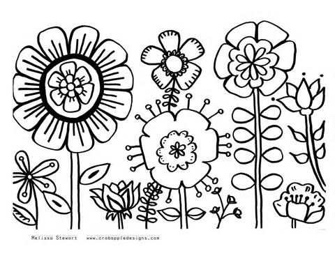 480x370 Summer Flower Coloring Pages Printable Sketch Template Colour