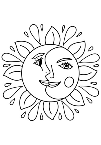 333x480 Sun And Moon Coloring Pages Trippy Page Free Printable
