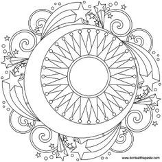 236x236 Sun, Moon And Stars Mandala Coloring Pages For Grown Ups Slunce