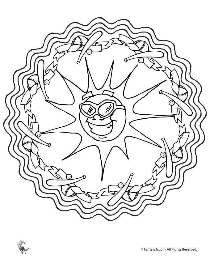 680x880 Summer Baseball Sun Mandala Coloring Page Woo! Jr Kids Activities