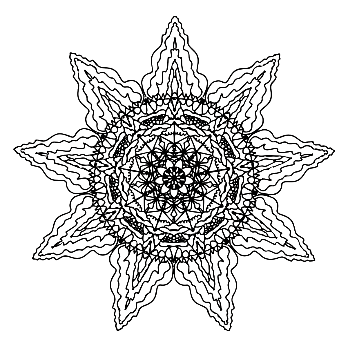 1200x1200 Sun Mandala Coloring