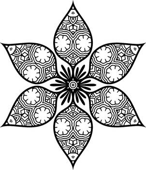 302x350 Flower And Sun Mandala Coloring Pages