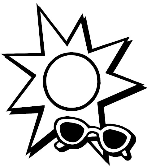 488x537 Sun With Sunglasses Coloring Page