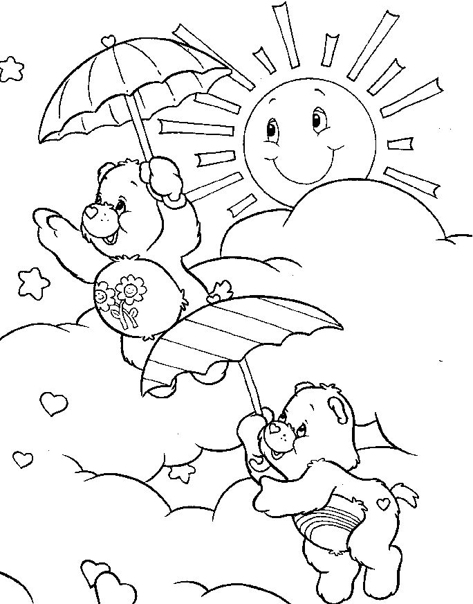 684x872 Care Bear Playing On A Sunny Day Coloring Pages