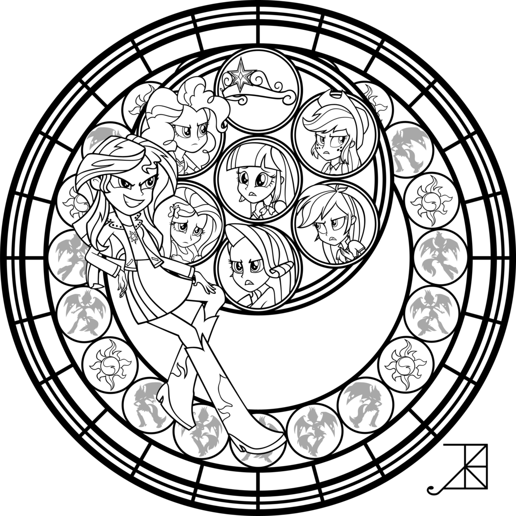 1024x1024 Sunset Shimmer Stained Glass Coloring Page