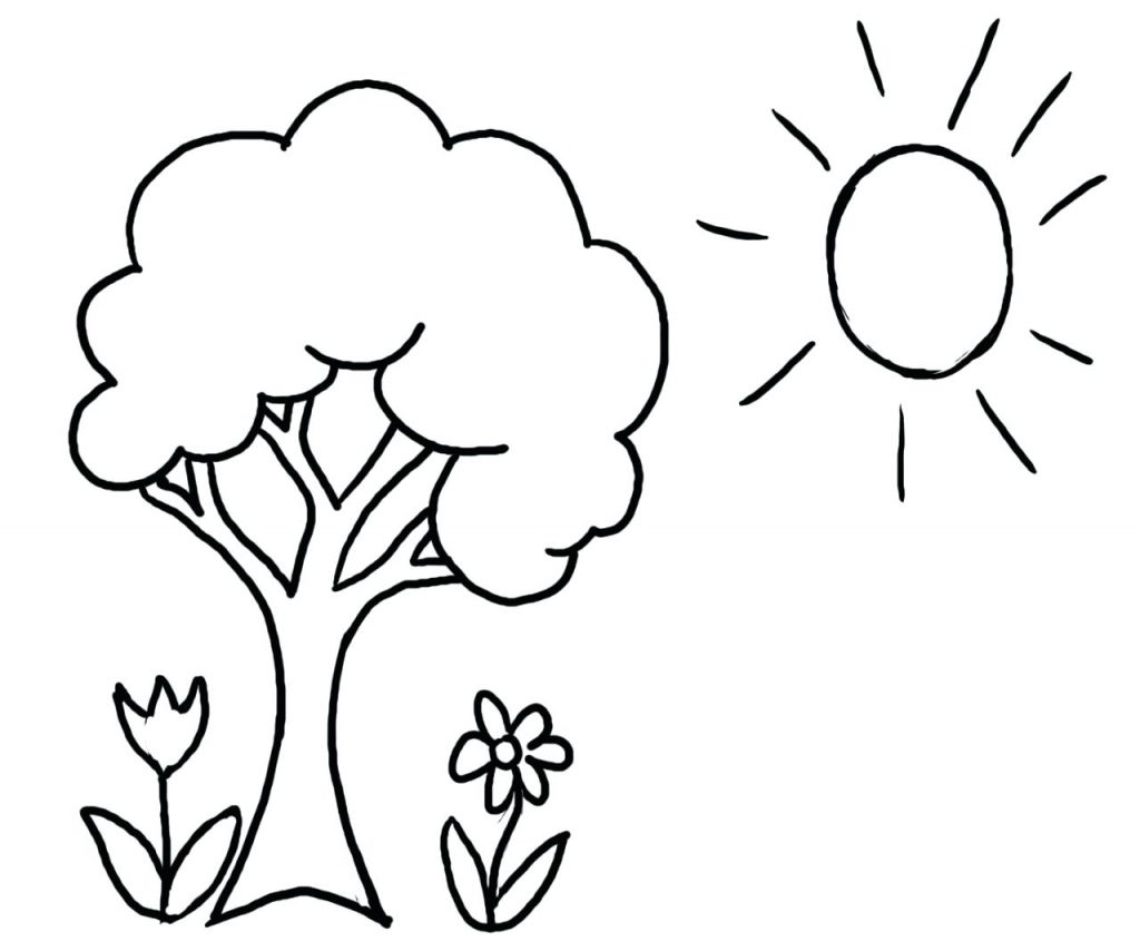1024x854 Coloring Pages Sun Coloring Page Spring Tree Flowers And Aztec