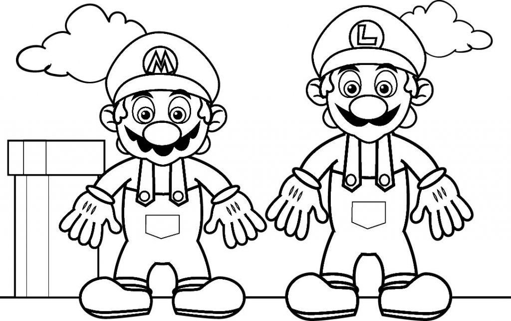 1024x643 Mario Coloring Pages Black And White Super Mario Drawings