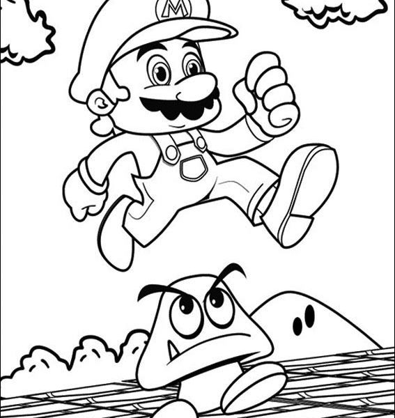 567x600 Mario Bros Printable Coloring Pages Super Mario Bros Coloring