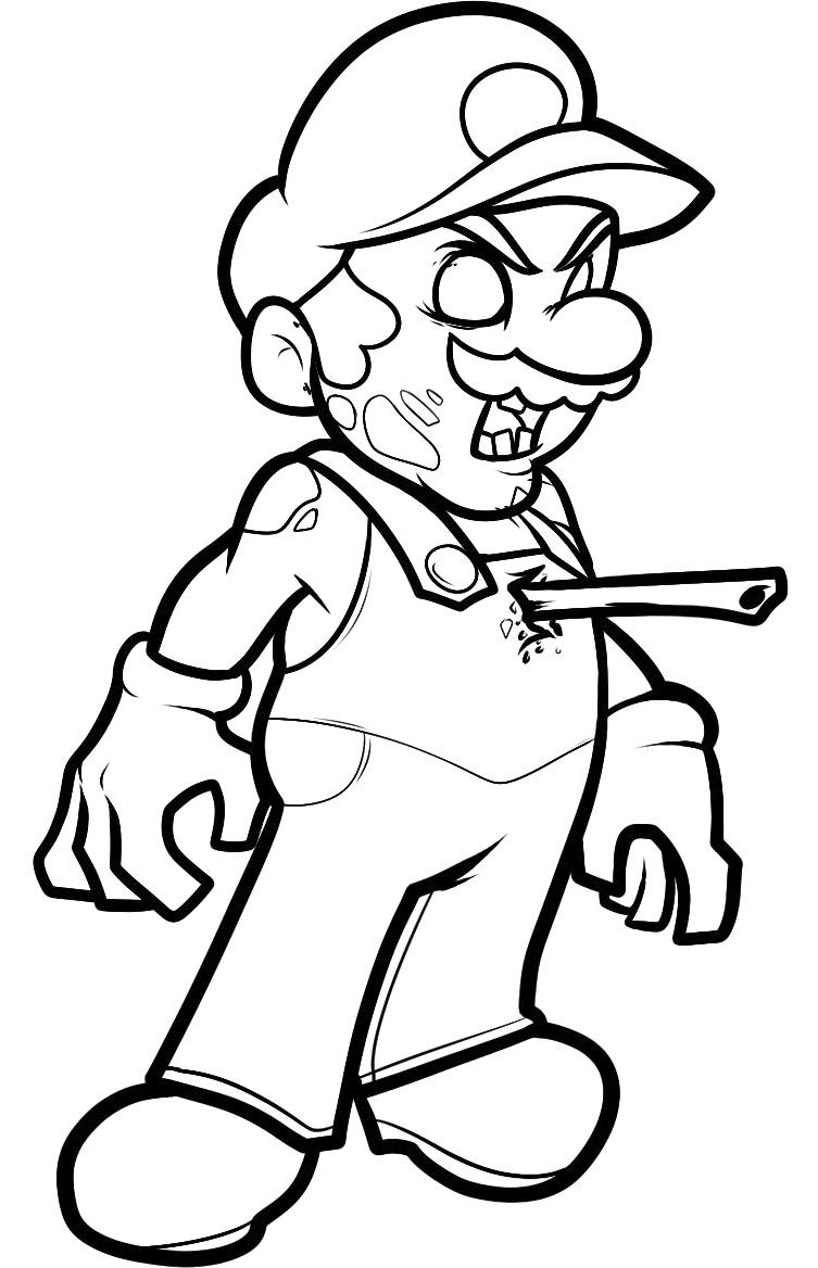 753x1168 Zombie Mario Coloring Page Super Mario Bros Coloring Sheets