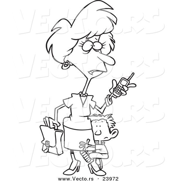 600x620 Vector Of A Cartoon Boy Hugging His Super Mom